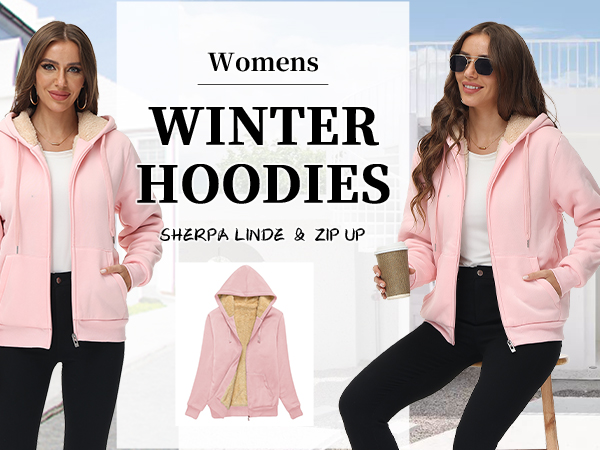 women sherpa lined hoodies