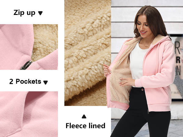 thick zip up hoodies  for women