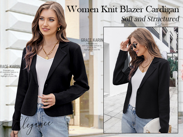 women knit blazer cardigan