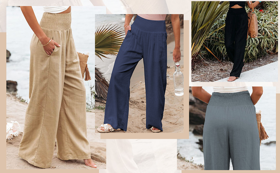 Cotton Linen Palazzo Pants