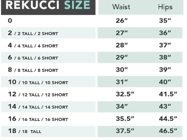 rekucci size chart