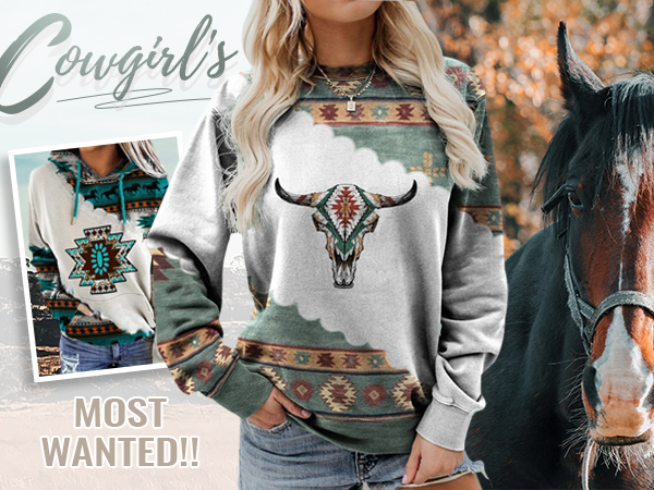 cowgirls aztec western sweatshirt for women