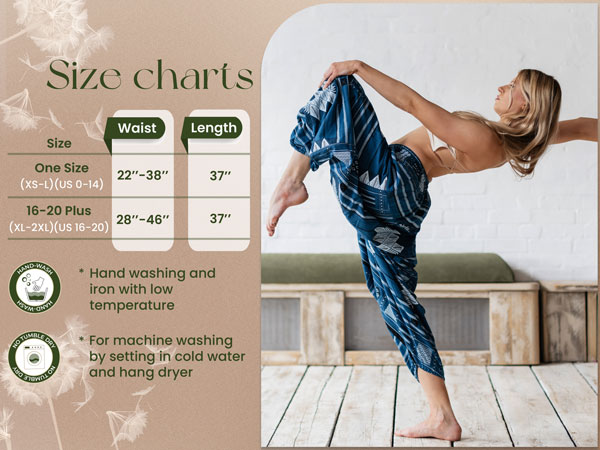 Cotton harem pants sizing