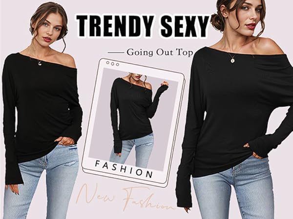 tops for women trendy black shirt