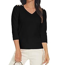 3/4 sleeve v neck sweater