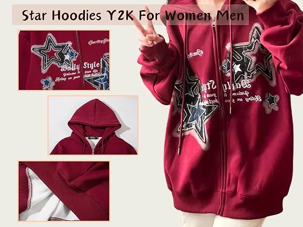 star jacket y2k,star hoodies y2k,y2k hoodies women