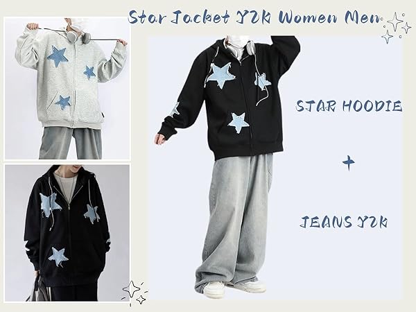 star jacket y2k,star hoodies y2k,y2k hoodies women