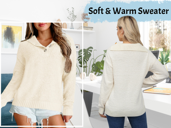 VIMPUNEC Women Fall and Winter Sweaters Trendy Cozy Knit Pullover Cute Long Sleeve Sweater Tops