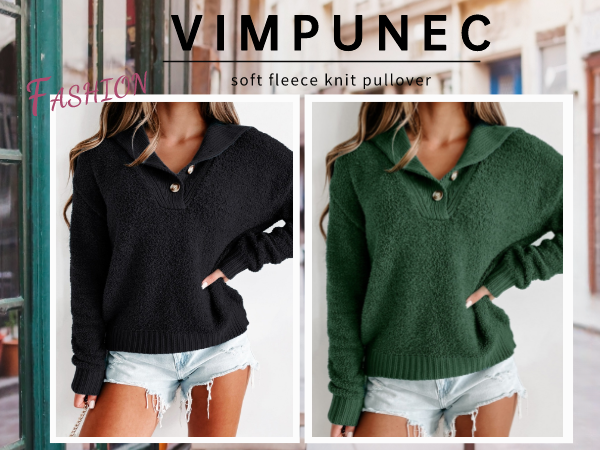 VIMPUNEC Women Fall and Winter Sweaters Trendy Cozy Knit Pullover Cute Long Sleeve Sweater Tops