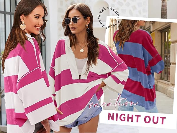 color block striped tops for women