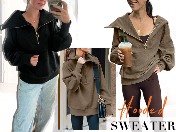 Oversized Half Zip Pullover Sweatshirts