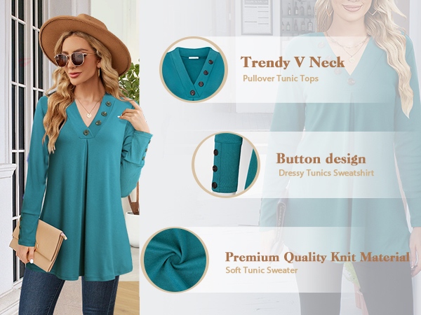 Long Sleeve Tunic Tops for Women