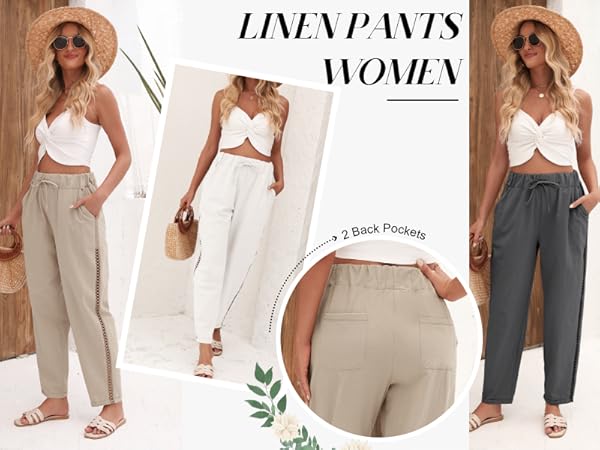 linen pants for women with pockets