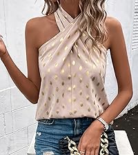 Women''s Crisscross Halter Top Shirt Casual Sleeveless Blouse