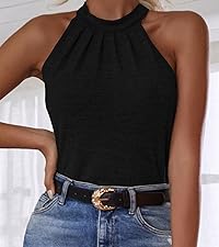 Women''s Solid Halter Top Casual Shirt Sleeveless Blouse