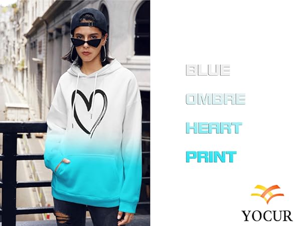 heart hoodie blue