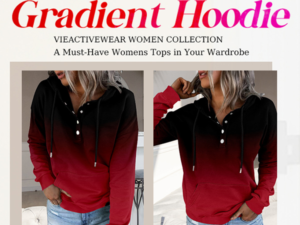 women winter gradient red hoodies