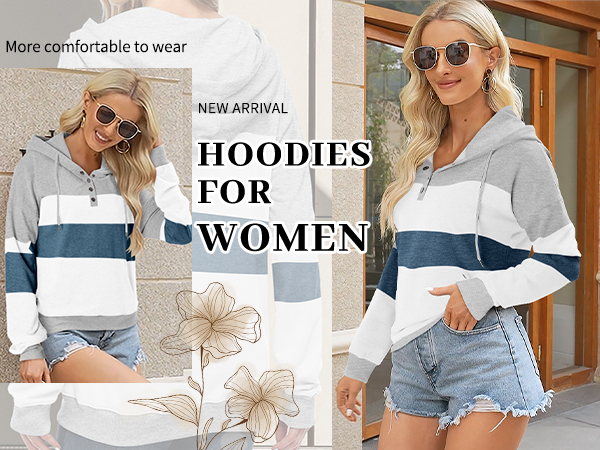 2024 fall women color block hoodie