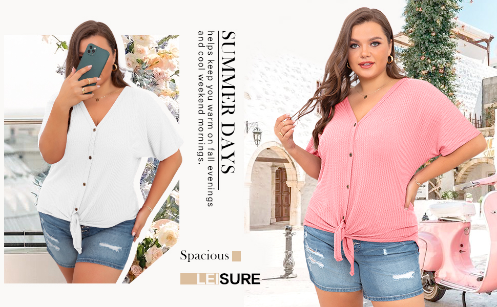 Plus size short sleeve tops