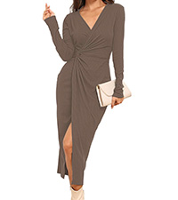 womens ribbed dress with slit long sleeve dresses for women 2023 wedding guest fall sexy