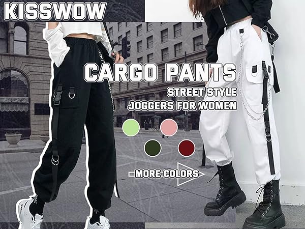 Baggy Cargo Pants with Chain Joggers for Women Techwear Gothic Clothes Kpop Clothes…