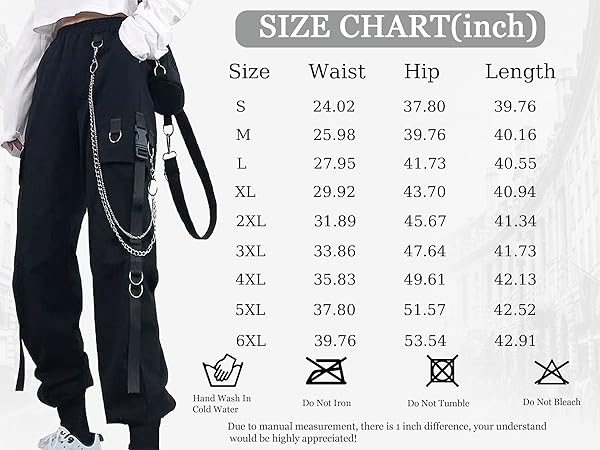 Baggy Cargo Pants with Chain Joggers for Women Techwear Gothic Clothes Kpop Clothes…