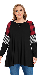 Color Block Stripe Loose Swing Tunic Tops for Leggings