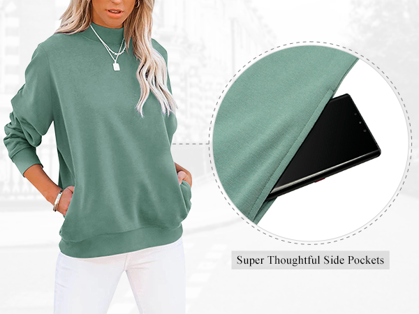 Women''s Casual Long Sleeves Sweatshirt Tops Mock Turtleneck