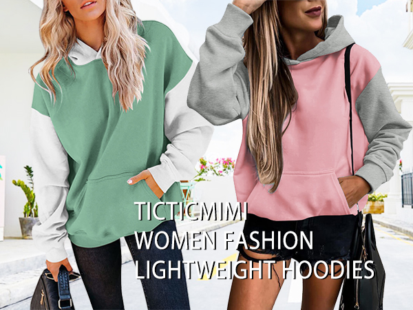 Women&amp;#39;s Casual Hoodies Long Sleeve Color Block Pullover Tops