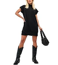 Turtleneck Oversized Sweater Dress Sleeveless Ribbed Tunic Sweater Vest Dresses