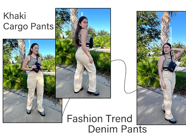 Khaki cargo Pants for women high waisted pants women trendy 2023