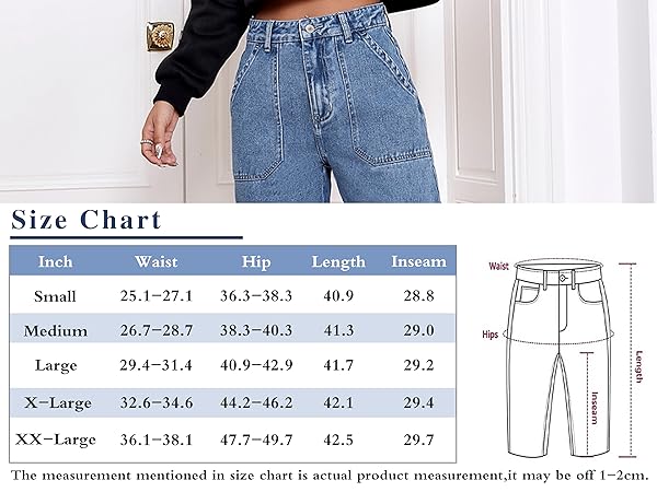 Women High Waisted Cargo Jeans Stretch Straight Legs Denim Pants with Pockets