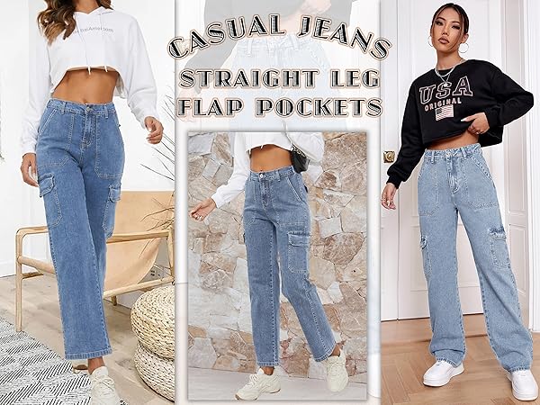 straight leg jeans for women / denim pants women