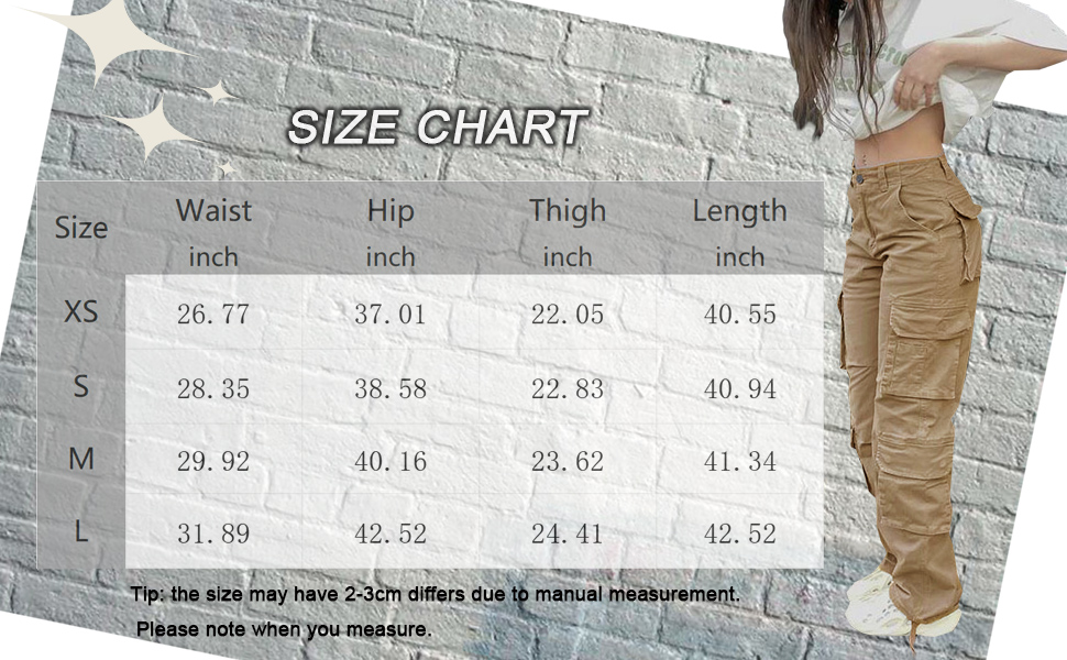 womens y2k high rise baggy straight leg cargo pants