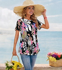 Tropical Print Tunics Shirt