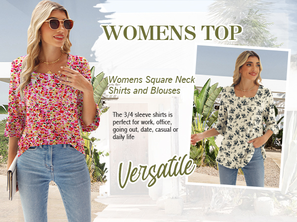 square neck tops for women floral