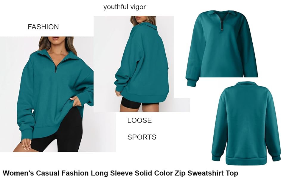 Women''s Zipper Loose Sweatshirt