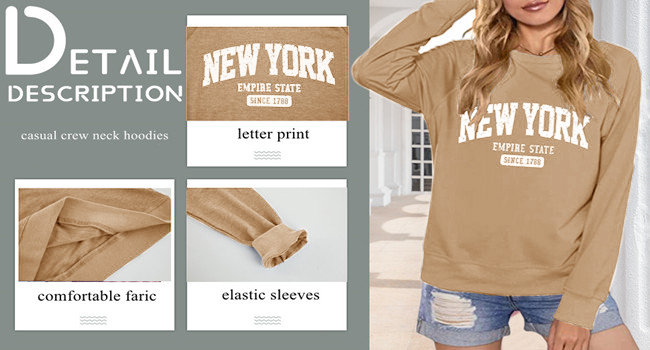 Women''s New York Letter Print Sweatshirt