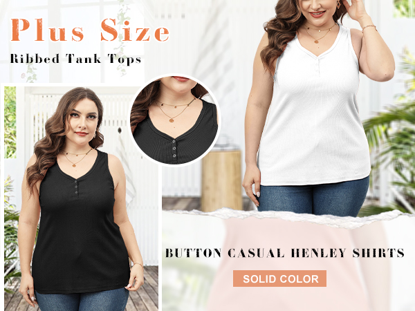 Plus Size Ribbed Tank Tops