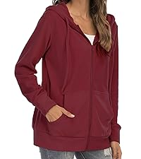 womens red sweatshirt hoodies casual zip up tops long sleeve shirt fall clothes