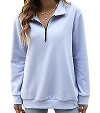 womens 1/4 zipper up sweatshirt hoodless casual clothes cute tops