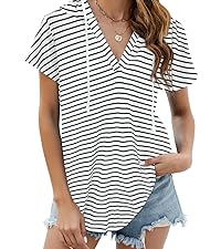 womens short sleeve hoodie stripes clothes summe tops