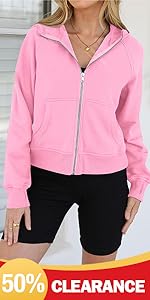 Womens Sweatshirt 2023 Fleece Lined Zip Up Hoodies for Women Long Sleeve Crop Tops Fall Outfits