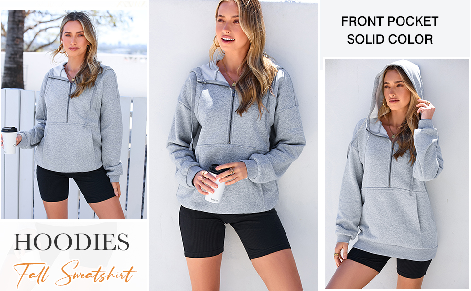 oversized sweatshirt for women with pockets fall sweatshirts for women loose fit half zip up hoodie 