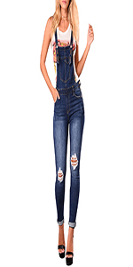 skinny jean overalls for women