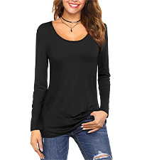   Amoretu Womens Basic Scoop Neck Tee Tops