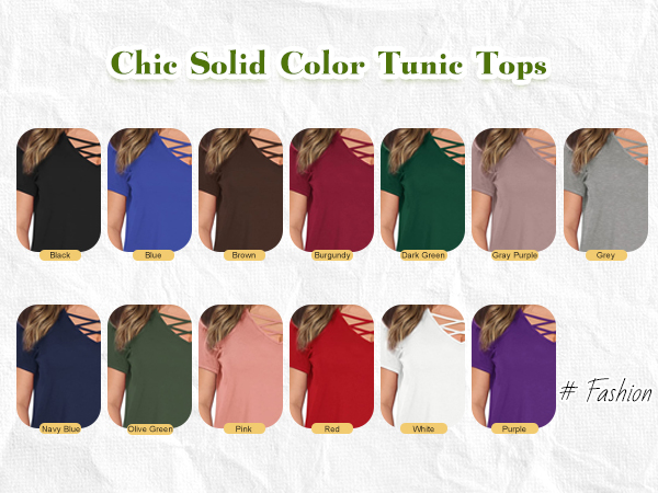 chic solid color tunic tops