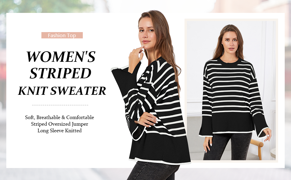 Oversized Sweaters for Women Fall 2023 Trendy Crewneck Batwing Long Sleeve Knit Tops Side Slit