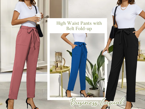 GRACE karin women tie front work pants with big pockets