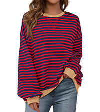 Women''s Cricket Clothing Casual Y2K Pullover Top Women Striped Oversized Sweatshirt Color Block Top